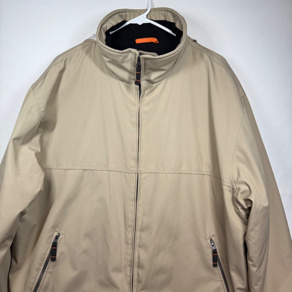 Weatherproof XL Tan Khaki‎ Mens Jacket Full Zip Hooded Fleece Lined Coat